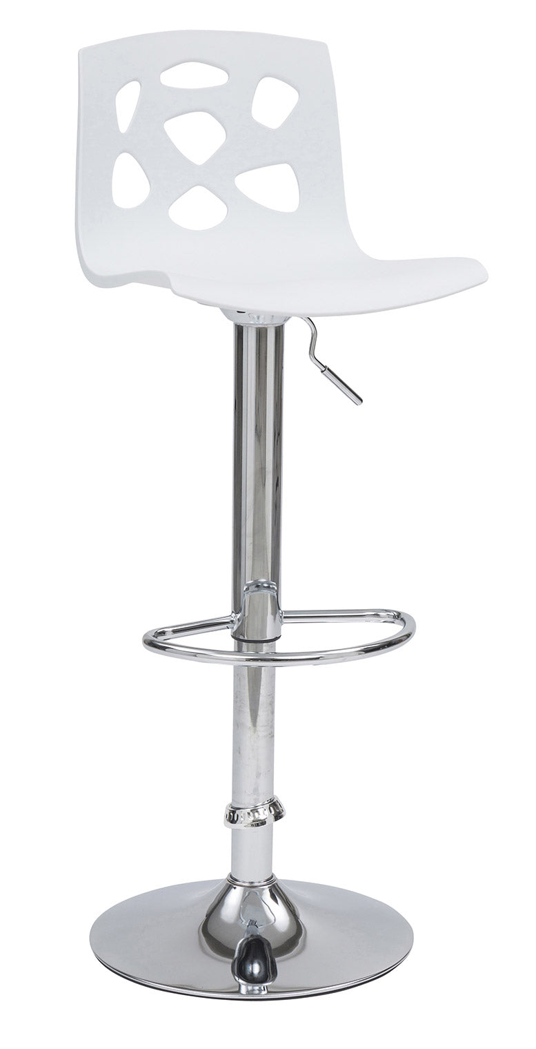 Sgabello con Alzata a Gas Seduta Girevole in Polipropilene Manchester Bianco-1