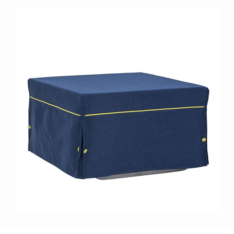 Pouf Letto Trasformabile Pieghevole con Materasso Rivestimento Blu-2
