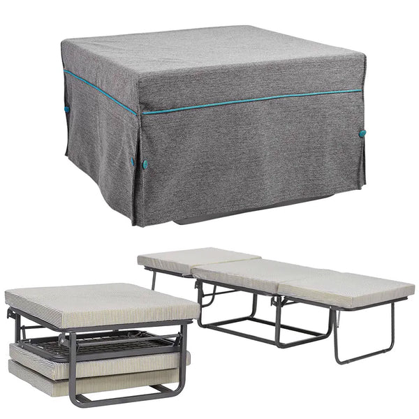 acquista Pouf Convertible Pliable avec Matelas Rembourré Gris