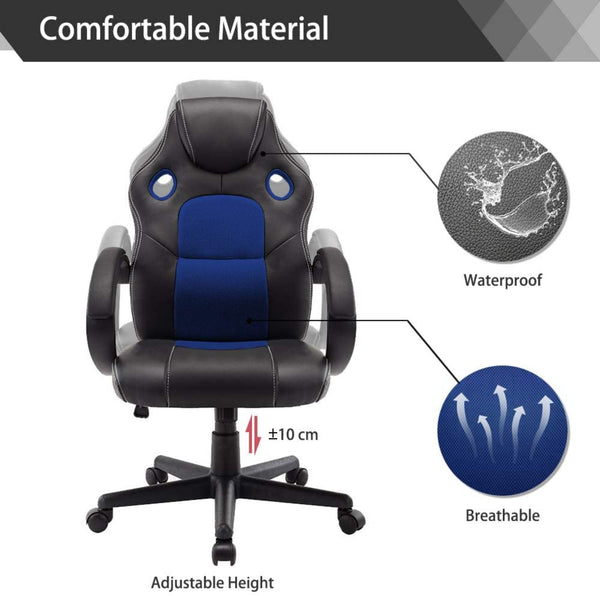 acquista Poltrona Racing Nera Blue Similpelle