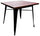 Table de jardin 80x80x75 cm en métal avec plateau en bois industriel noir