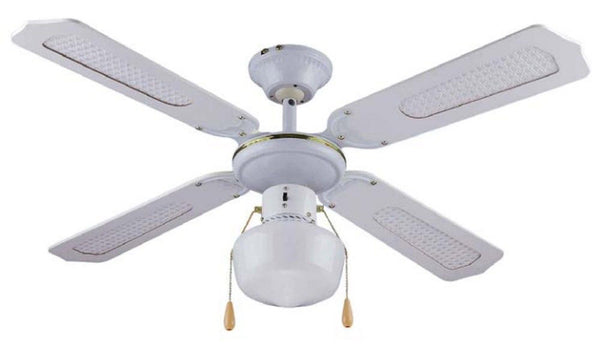 Ventilateur de Plafond avec 4 Pales et Lampe Ø105 cm 3 Vitesses Blanc sconto
