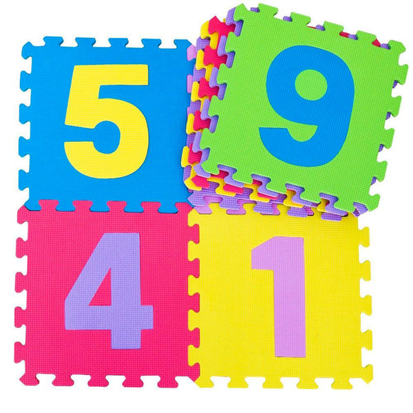 sconto Tapis Puzzle pour Enfants avec Chiffres 9 Pièces 32x32 cm Multicolore
