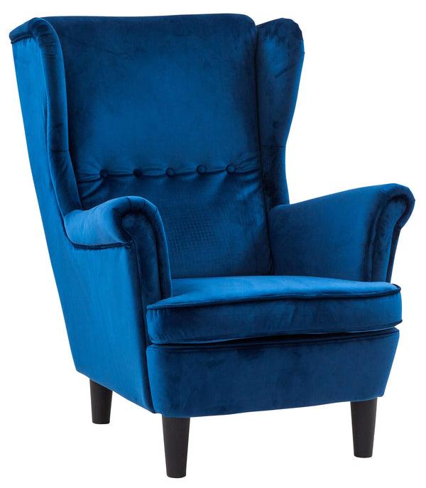 sconto Fauteuil rembourré 84x102x103 cm en tissu velours Julia Plus bleu cobalt