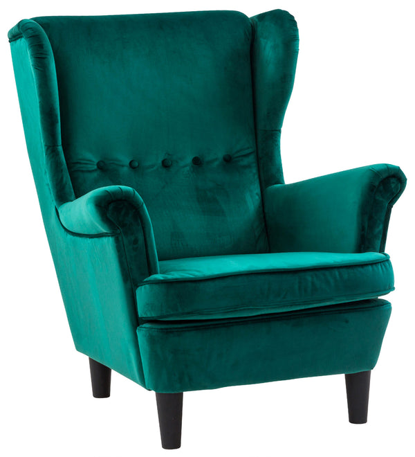 Fauteuil rembourré 84x102x103 cm en tissu velours vert pétrole Julia Plus acquista