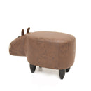 Pouf a Forma di Ippopotamo 60x30x36 cm in Similpelle Hippo Brown Marrone-2