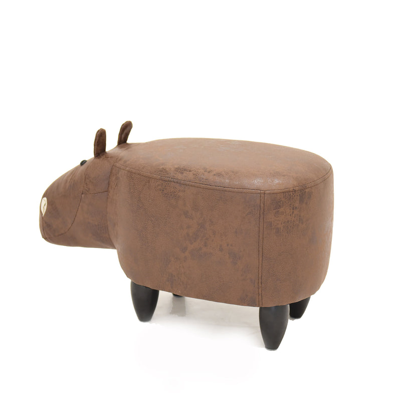 Pouf a Forma di Ippopotamo 60x30x36 cm in Similpelle Hippo Brown Marrone-2