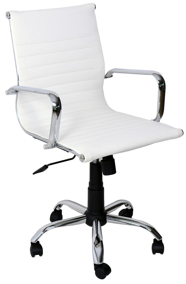 sconto Chaise de bureau de direction en similicuir blanc Akka