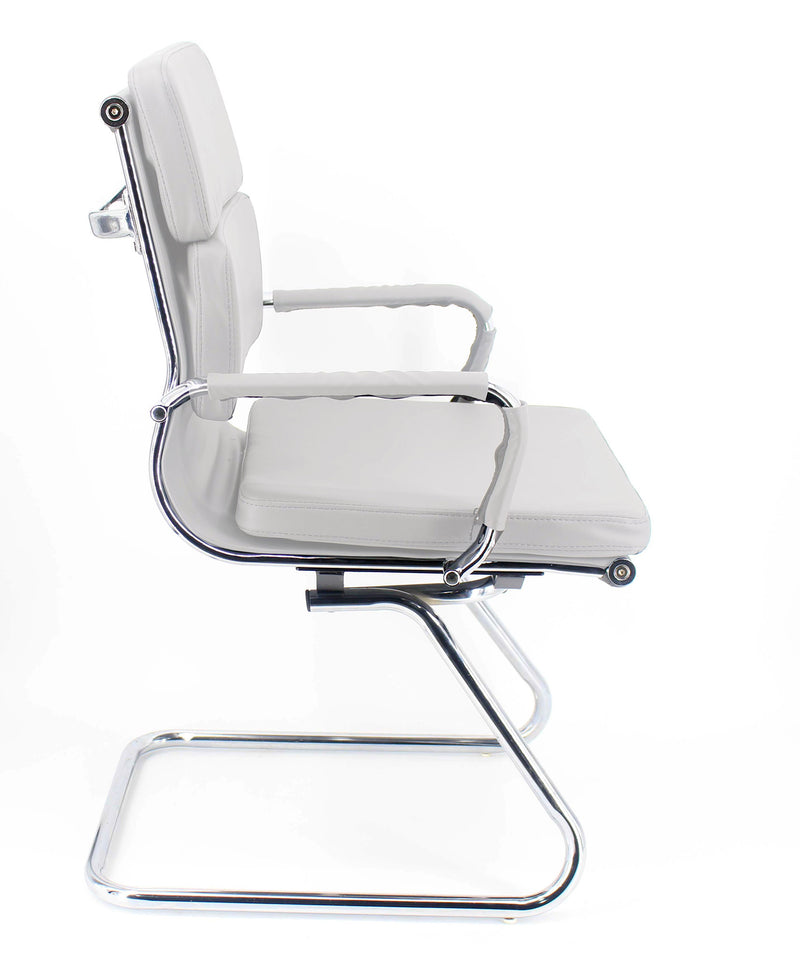 Sedia Poltrona Attesa da Ufficio in Similpelle Mito Bianca-2