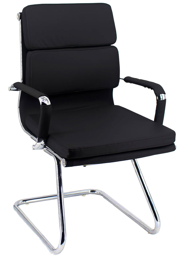 Chaise d'attente de bureau en similicuir noir Mito prezzo