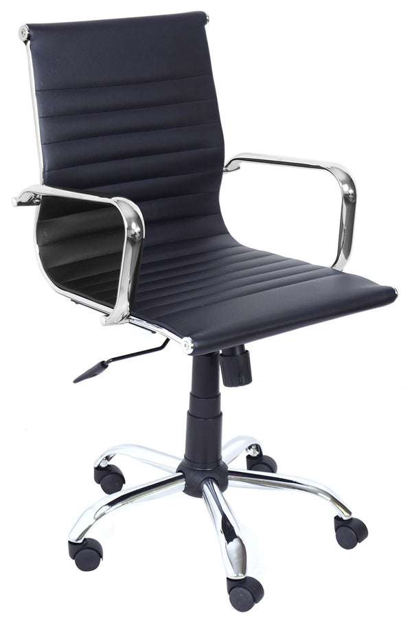 acquista Chaise de bureau de direction en simili cuir noir Akka