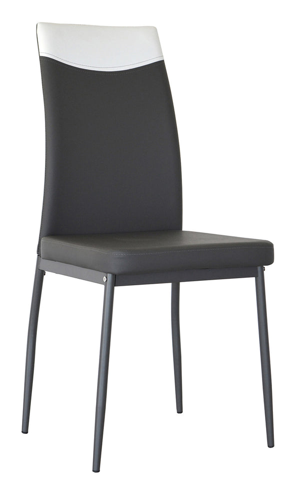 Chaise Jet 50x44x96 cm en Simili Cuir Gris Jet avec Bande Blanche sconto