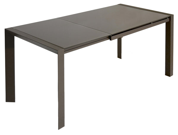 online Table Extensible 75,5x80x123/183 cm en Métal Plateau en Verre Trempé Vendeur Tortora