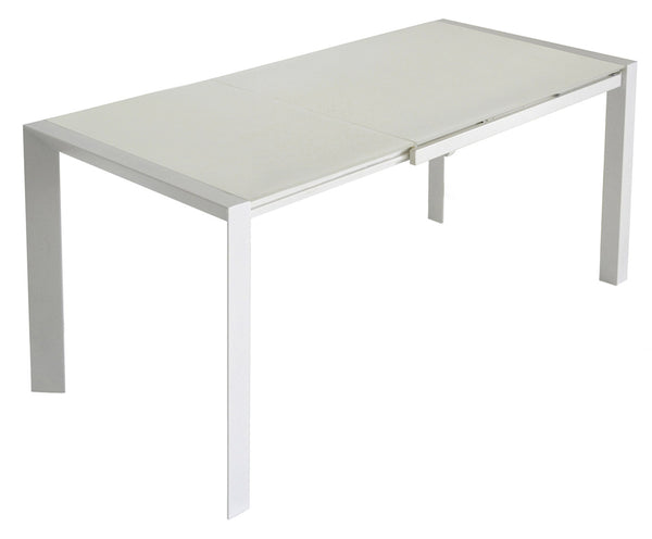 online Table Extensible 75,5x80x123/183 cm en Métal Plateau en Verre Trempé Blanc Vendeur