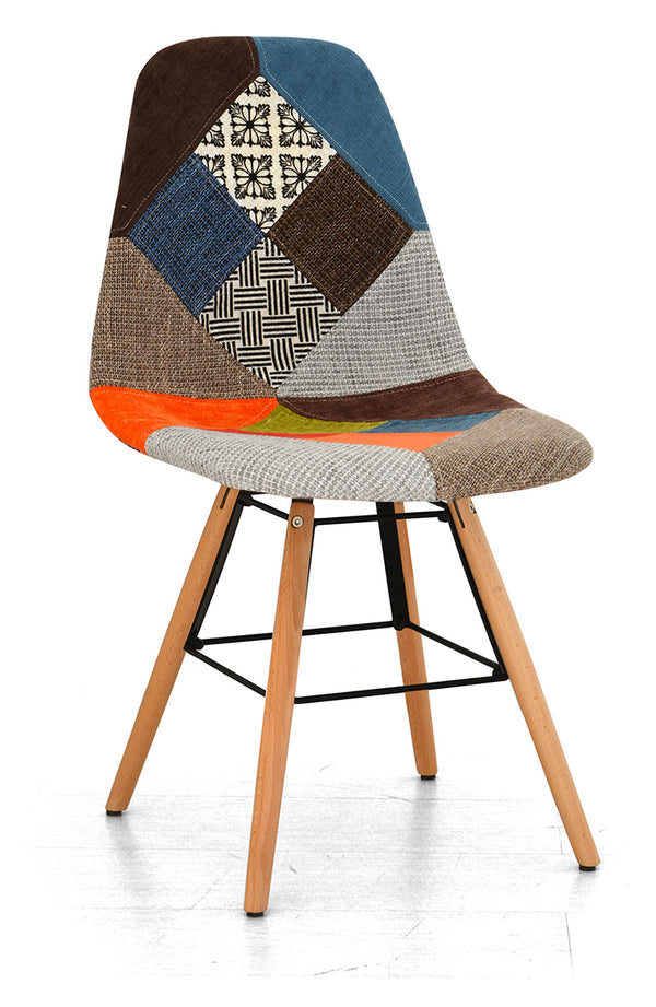 Chaise rembourrée 85x45x42 cm en tissu style patchwork néon 3 online