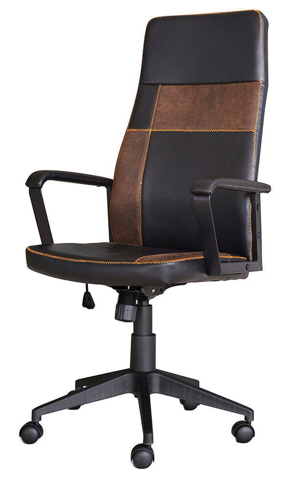 acquista Chaise de Bureau Présidentielle en Simili Cuir et Tissu Lady Noir
