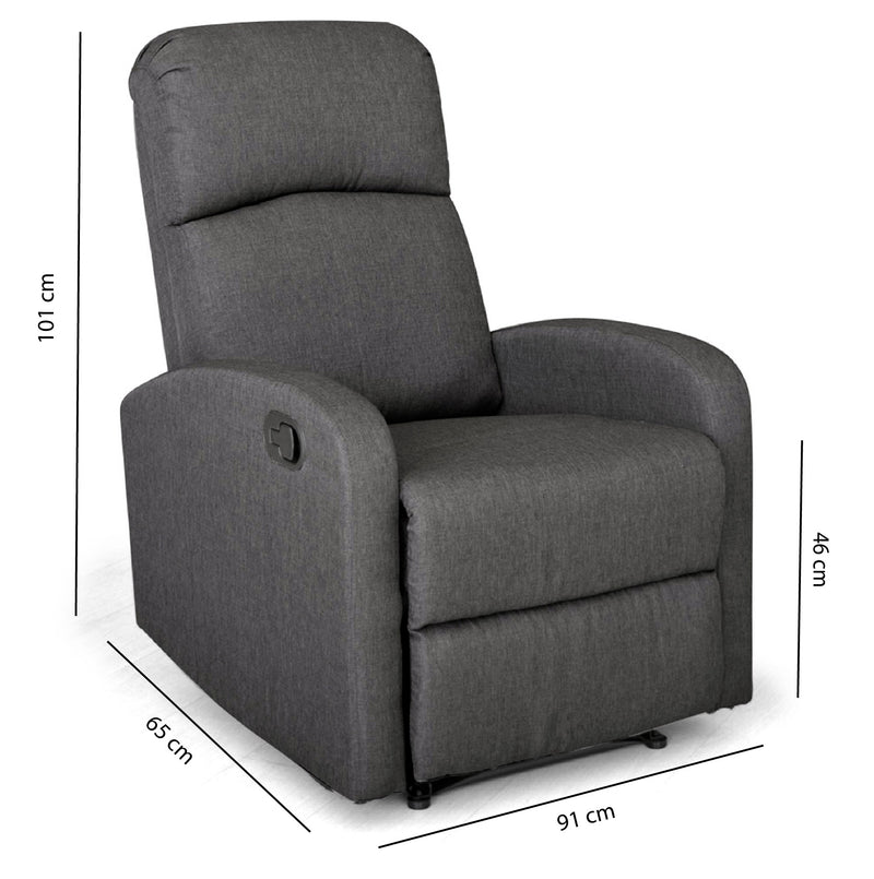 Poltrona Relax Reclinabile Manuale Rivestimento in Tessuto Spike a Fume-3