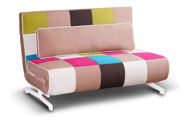 Canapé-lit double 140x75x88 cm en métal et tissu à carreaux super multicolore sconto