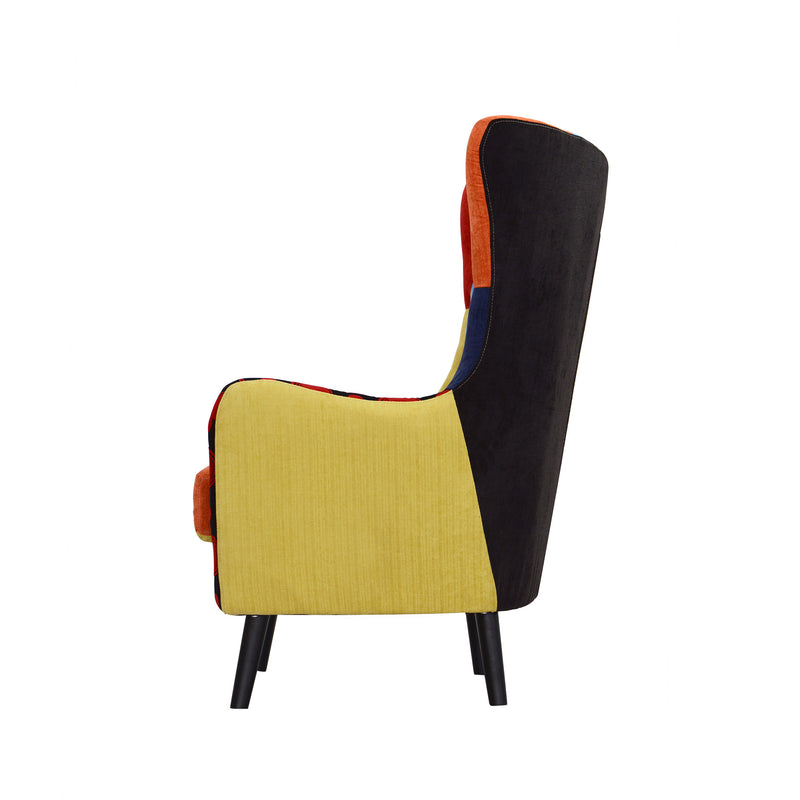 Poltrona Imbottita 80x76x108 cm in Tessuto Patchwork Flavia Multicolore-3