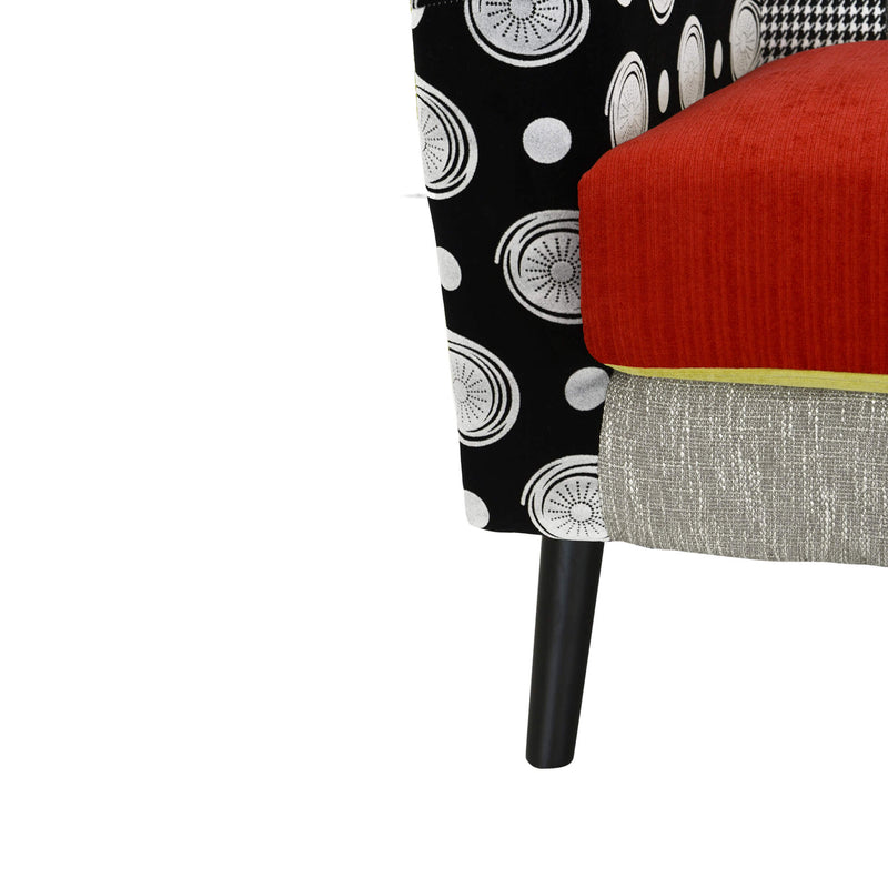 Poltrona Imbottita 80x76x108 cm in Tessuto Patchwork Flavia Multicolore-5