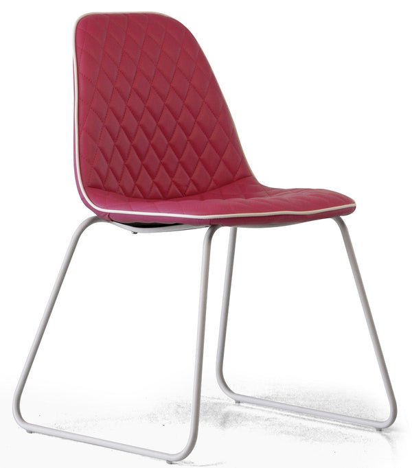 acquista Chaise Rembourrée 45,5x55x83 cm en Simili Cuir Matelassé Rouge Brenda