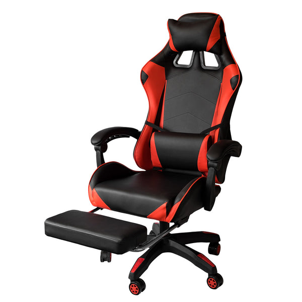 acquista Chaise de jeu ergonomique 64x53x122-133 cm avec repose-pieds en similicuir rouge