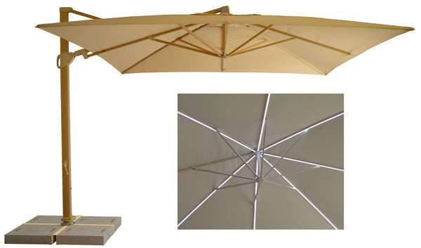 Parasol de Jardin Décentralisé à LED 3,3x3,3m en Aluminium et Polyester Ecru acquista