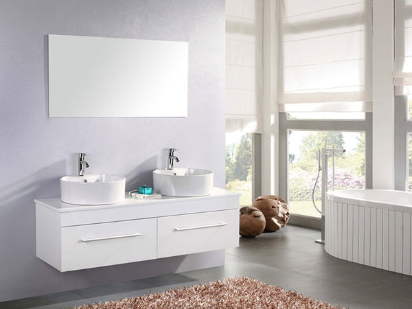 Meuble de salle de bain suspendu 150 cm Carnelli Blanc Chardonneret Blanc online