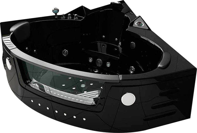 Vasca da Bagno Idromassaggio Angolare 150x150 cm Carnelli Mykonos Nera-1