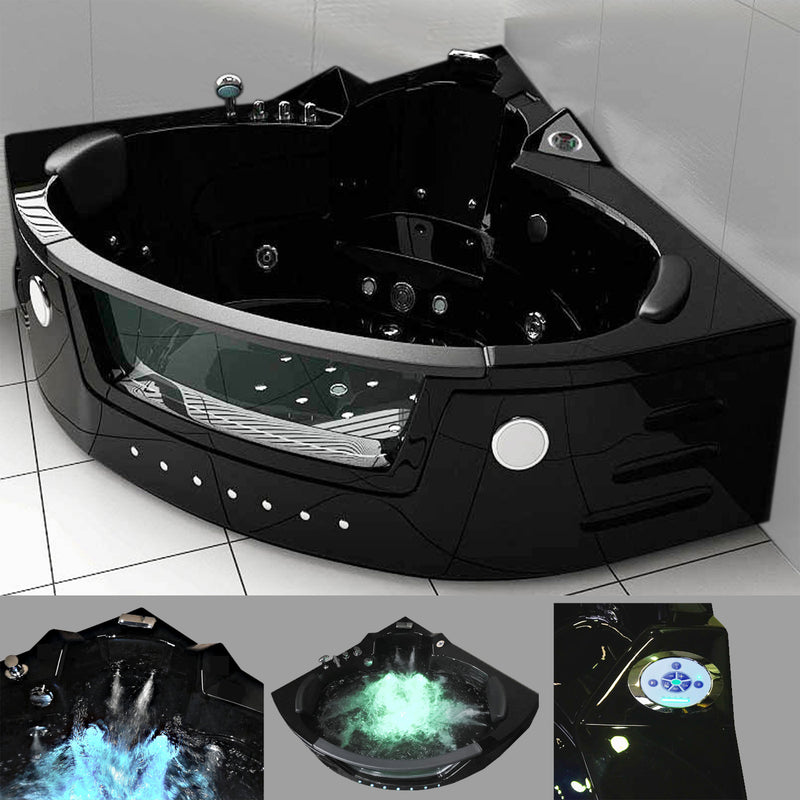 Vasca da Bagno Idromassaggio Angolare 150x150 cm Carnelli Mykonos Nera-2