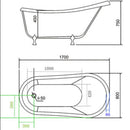 Vasca da Bagno Tradizionale Ellittica 170X80 cm Piedi Dorati Carnelli Margherita Bordfeaux-5