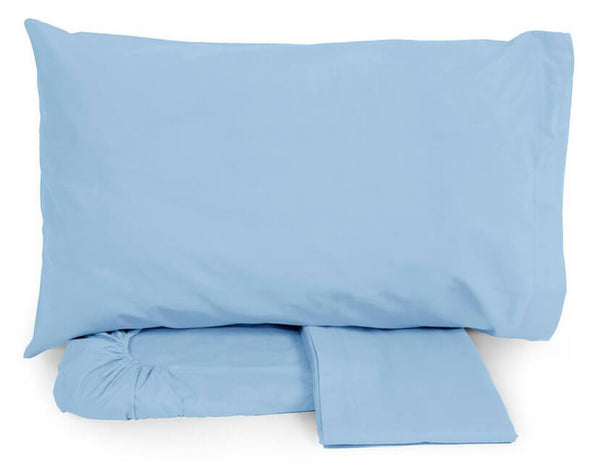 acquista Ensemble de draps en coton dessus et dessous avec coins et taies d'oreiller Neith Silver Light Blue Différentes tailles