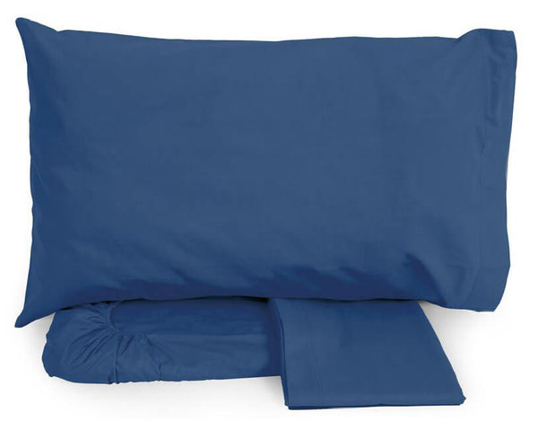 Ensemble de draps en coton dessus et dessous avec coins et taies d'oreiller Neith bleu argenté différentes tailles acquista