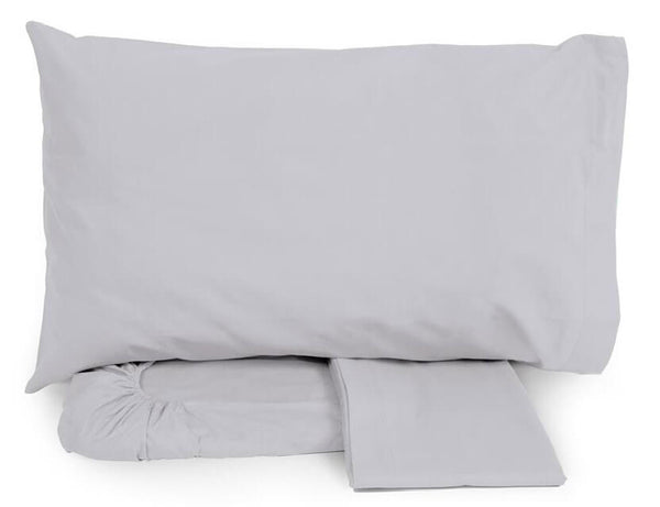 Ensemble de draps en coton dessus et dessous avec coins et taies d'oreiller Neith gris argenté différentes tailles online