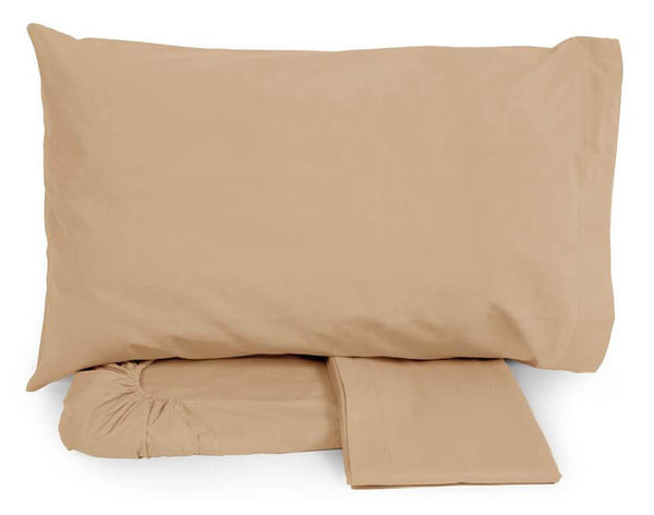 Ensemble de draps en coton dessus et dessous avec coins et taies d'oreiller Neith Silver Hazelnut Différentes tailles acquista