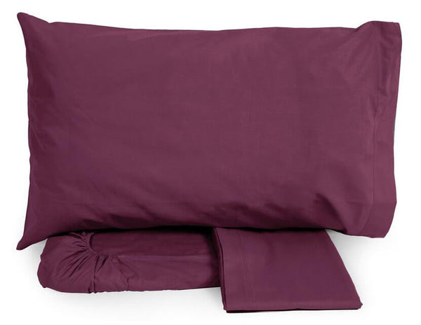 Ensemble de draps en coton dessus et dessous avec coins et taies d'oreiller Neith Silver Purple Différentes tailles online