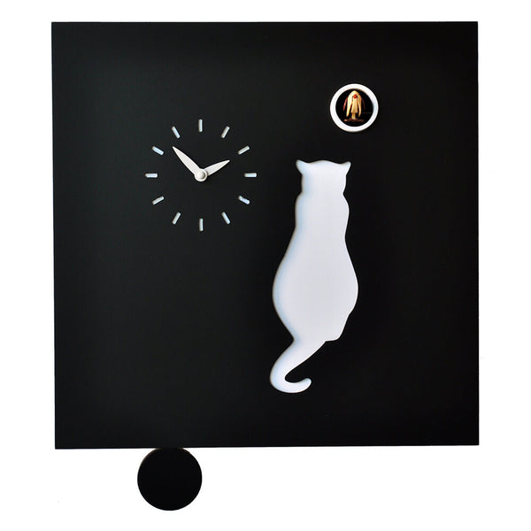 Horloge Coucou Murale 39X39X9Cm Pirondini Italia Chat Noir acquista