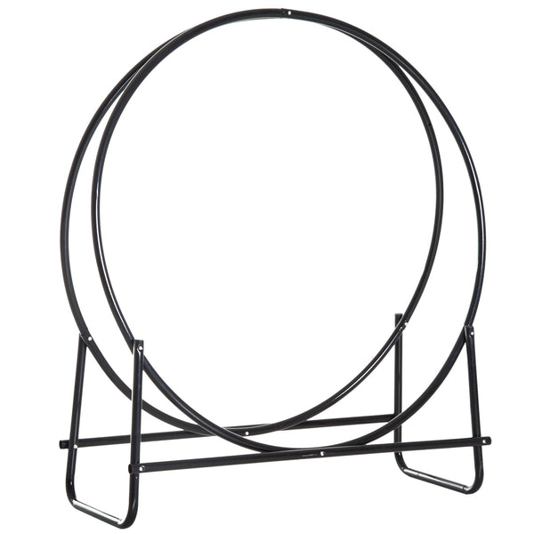 acquista Porte-bûches Cercle Design pour Intérieur en Fer Noir 102x40x114 cm