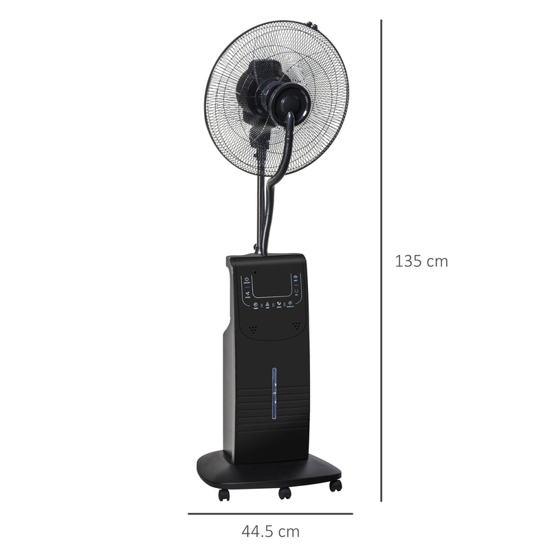 Ventilatore a Piantana Ø44,5 cm con Nebulizzatore ad Acqua e Telecomando Nero-3