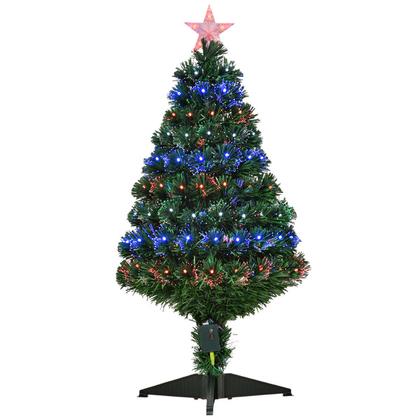 Sapin de Noël Artificiel 90 cm 90 Branches avec Lumières LED et Fibre Optique Couleur Verte prezzo