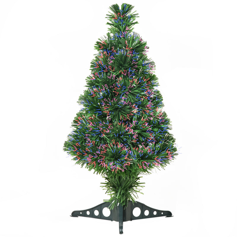 Albero di Natale Artificiale 60 cm 55 Rami con Fibra Ottica Verde -1