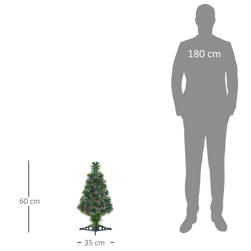 Albero di Natale Artificiale 60 cm 55 Rami con Fibra Ottica Verde -3