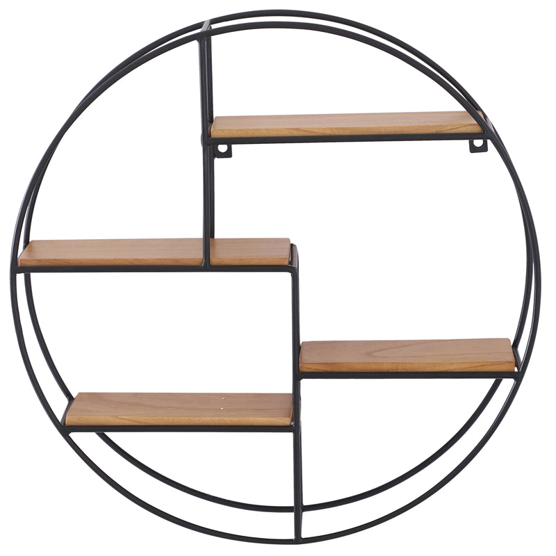Mensola Design Rack Cerchio in Ferro e Legno Ø45x11 cm -4