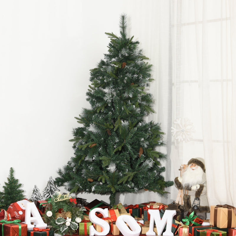 Albero di Natale Artificiale Innevato 180 cm 1077 Rami con Pigne  Pino Verde-4
