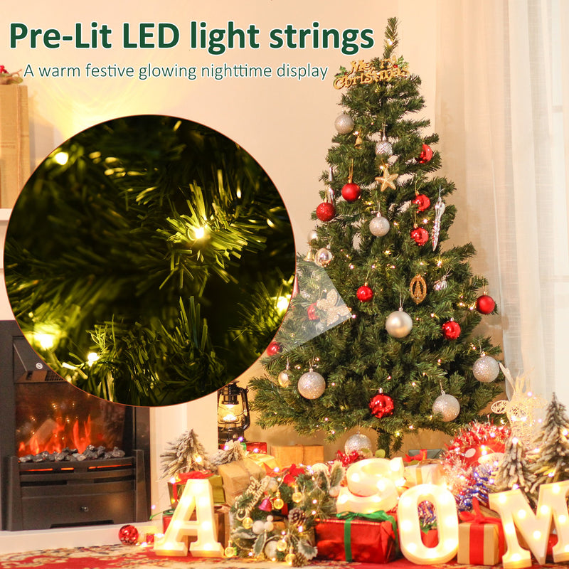 Albero di Natale Artificiale 150 cm 490 Rami 170 LED  Pino Verde-5