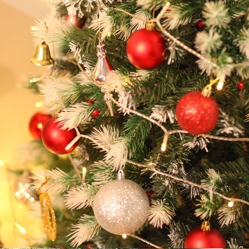 Albero di Natale Artificiale Innevato 150 cm 554 Rami con Bacche Rosse  Pino Verde-10