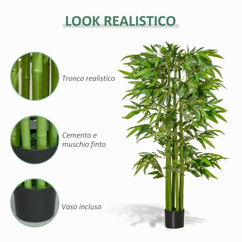 Pianta Artificiale di Bambù H160 cm con Vaso Verde-5