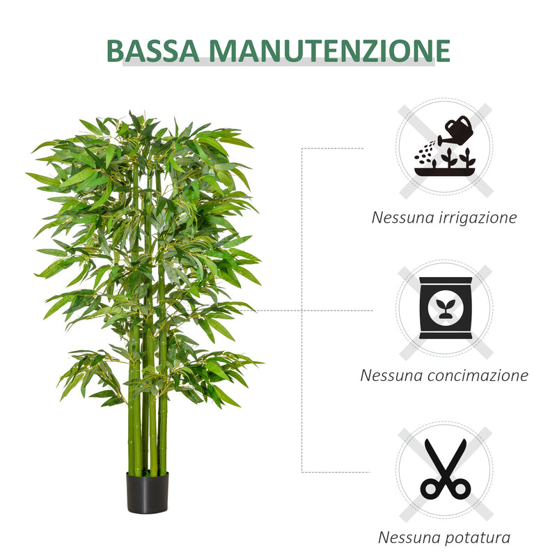 Pianta Artificiale di Bambù H160 cm con Vaso Verde-6