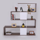 Libreria di Design Moderna Mobili Ufficio Scaffale Bianco e Noce 144x30x125 cm -3