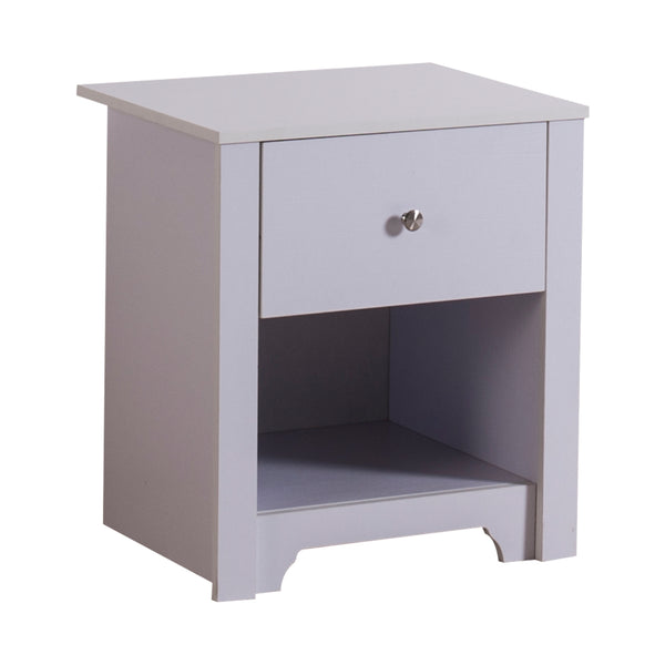 online Table de chevet avec tiroir et compartiment en bois blanc 53x42,5x59 cm
